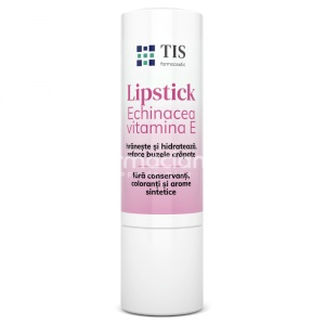 Lipstick cu echinacea si vitamina E, hraneste si hidrateaza, reface buzele crapate, 4g, Tis Farmaceutic