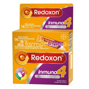 Redoxon inmuno, Vitamina C, zinc, echinaceea, propolis, sustine imunitatea, de la 12 ani, 14 plicuri cu granule orodispersabile, Bayer