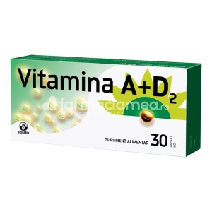 Vitamina A+D2, sustine sanatatea intregului organism, 30 capsule, Biofarm
