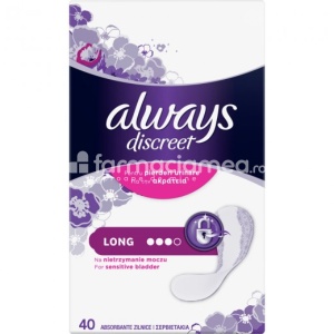 Absorbante zilnice Discreet Liners Long, 40 bucati, Always