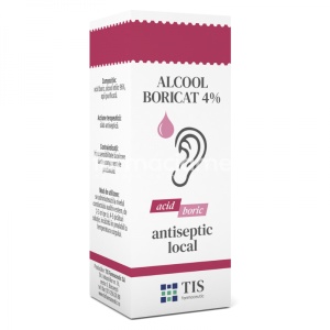 Alcool Boricat 4%, antiseptic local, auricular, dezinfectant, antiinflamator local, 15ml, Tis Farmaceutic