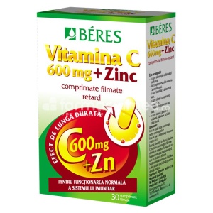 Beres Vitamina C 600mg+Zn x 30cpr film