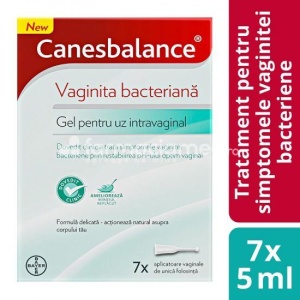 Canesbalance gel pentru uz intravaginal tratament impotriva vaginitelor, neutralizeaza mirosul neplacut si inlatura secretiile neobisnuite, 7 aplicatoare, Bayer