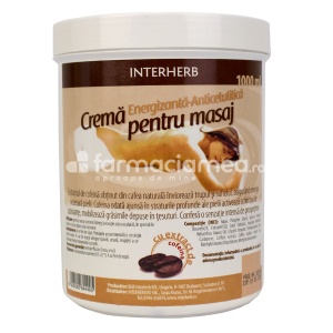 Crema energizanta anticelulita pentru masaj cu extract de cofeina, 1000ml, Interherb