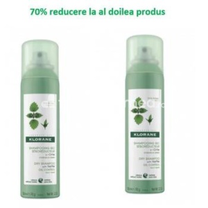 KLORANE Pachet Sampon uscat urzica, 150 ml + 150 ml