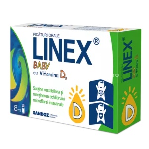 Linex Baby cu Vitamina D3 picaturi orale 8ml Sandoz
