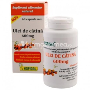 Ulei de catina 600 mg, revigoreaza si tonifica organismul, sustine imunitatea, inlatura starea de oboseala, 60 capsule, Hofigal