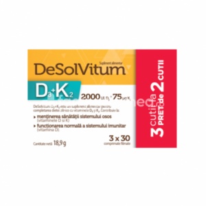 Aflofarm Desolvitum D3+K2, 30 comprimate 2+1 gratuit