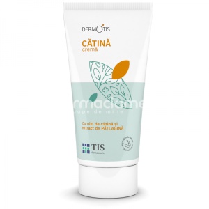 Crema cu catina DermoTis, contine ulei de catina si extract de patlagina, protejeaza pielea contra factorilor externi, 20ml, Tis Farmaceutic