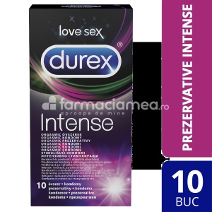 DUREX prezervativ Intense Orgasmic, textura cu nervuri, lubrifiant stimulator Desirex, pentru o stimulare mai mare, 10buc, Reckitt
