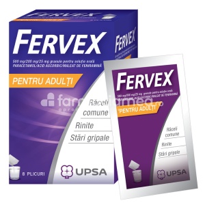 Fervex Adulti 500mg/200mg/25mg x 8plic Upsa