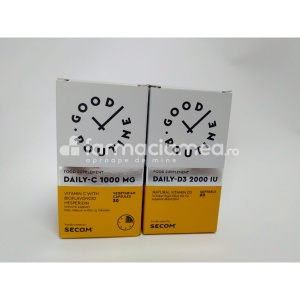 Good Routine Pachet Daily D3 2000IU 60capsule + Daily C 1000mg 30capsule Cadou, Secom