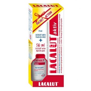 Lacalut Aktiv pachet pasta dinti, 75 ml si apa de gura, 50 ml
