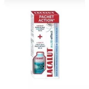 Lacalut Multieffect pachet pasta de dinti,75ml + Apa de gura, 50 ml, Zdrovit