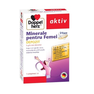 Minerale pentru femei, sustine imunitatea, sanatatea pielii, a parului si a unghiilor, 30 comprimate, Doppelherz
