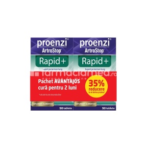 Pachet Proenzi Artrostop Rapid+, 90 tablete + 90 tablete, Walmark