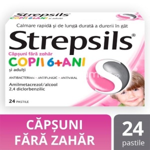 Strepsils Capsuni fara Zahar x 24pastile Reckitt - Img 2