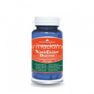 Super Enzime Digestive, faciliteaza digestia alimentelor, reduce balonarea, flatulenta si spasmele, 30 capsule, Herbagetica