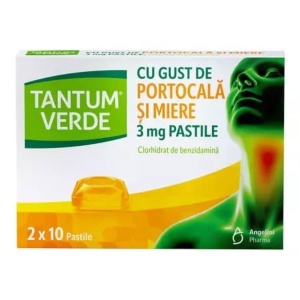 Tantum Verde cu Gust de Portocala si Miere 3mg x 20pastile Angelini