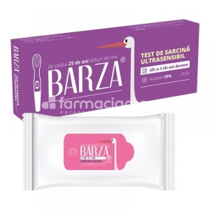 Test Sarcina Barza Ultrasensibil Stilou, 1 bucata + Cadou Servetele intime cu bicarbonat de sodiu, 1 bucata, Biotech Atlantic