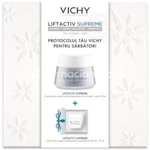 Trusa Cadou Vichy Liftactiv Supreme Ingrijire Completa Crema de zi piele normal mixta x 50ml + Crema de noapte antirid x 15ml
