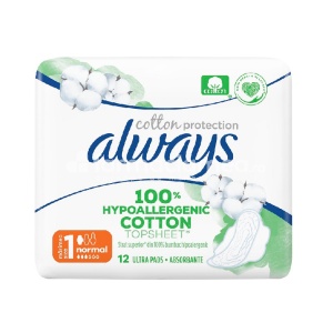 Absorbante Naturals Single Cotton Protection - marimea 1, 12 bucati, Always