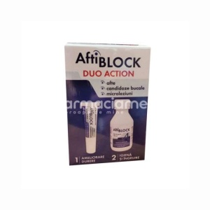 Aftiblok Duo Action, Aftiblok gel afte bucale, 8g + Apa de gura, 100ml, amelioreaza durerea si are efect antiinflamator, Zdrovit