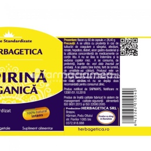 Aspirina Organica sustine sanatatea inimii, reduce febra si durerea, 60 de capsule, Herbagetica - Img 3
