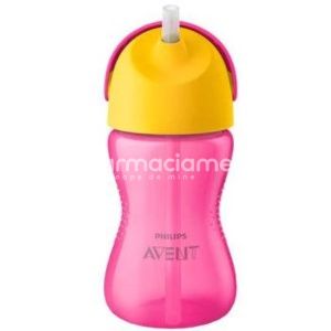 Avent Philips SCF798/02 Cana cu Pai Roz/Galben 12luni 300ml