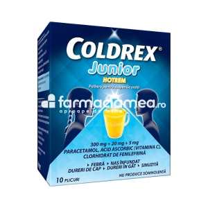 Coldrex Hotrem junior 5g, indicat in raceala si gripa, 10 plicuri, Perrigo