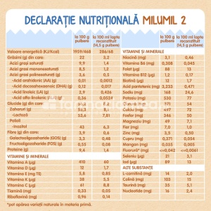 Milupa Milumil Lapte Praf 2 600g - Img 2