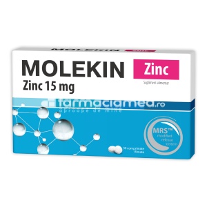 Molekin Zinc 15 mg, 30 comprimate filmate, Zdrovit