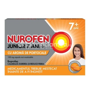 Nurofen Jr 7ani+ Portocale 100mg x 24cps moi mast Reckitt