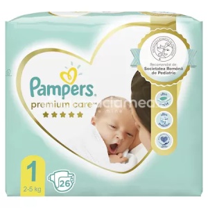 PAMPERS 1 Premium Care Newborn 2-5kg, 26buc