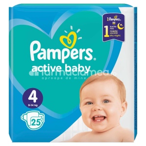 PAMPERS 4 Active Baby 9-14kg, 25buc