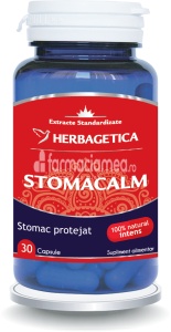 StomaCalm, efect calmant, antiinflamator si de protejare asupra stomacului, 60 de capsule, Herbagetica