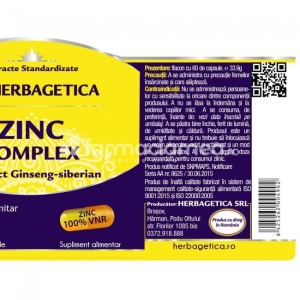 Zinc Complex, 60 capsule, Herbagetica - Img 3