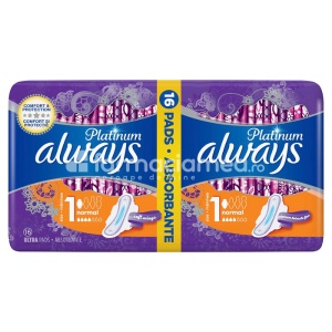 Absorbante Platinum Normal Duo, 16 bucati, Always