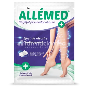 Allemed plasturi hidrogel pentru picioare obosite, amelioreaza durerea, imbunatateste circulatia si elimina senzatia de "picioare grele", 2 bucati, Fiterman Pharma
