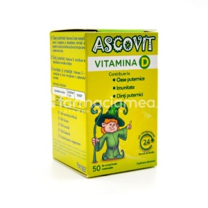 Ascovit Vitamina D, 50 comprimate masticabile, Perrigo