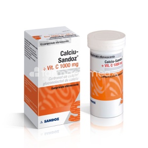 Calciu cu Vitamina C 1000 mg, 10 comprimate efervescente, Sandoz