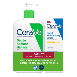 Cerave Gel de Spalare Hidratant 473ml+Crema Hidratanta de Fata SPF50 52ml Promo Pack