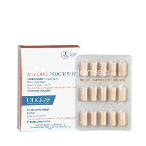 DUCRAY Anacaps progressiv, recomandat persoanelor care se lupta cu o cadere cronica a parului, faciliteaza cresterea si regenerarea parului, confera vitalitate parului si mentine sanatatea acestuia, 30cps, Ducray - Img 2