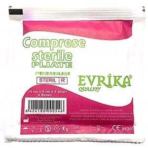 Evrika Q Comprese Sterile Pliate 10cm/8cm x 1buc