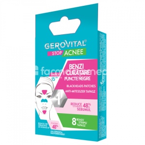 Gerovital Stop Acnee Benzi Curatare Puncte Negre x 8buc
