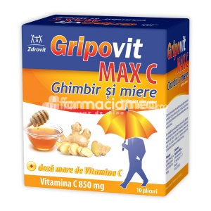 Gripovit Max C Ghimbir + Miere x 10plic Zdrovit