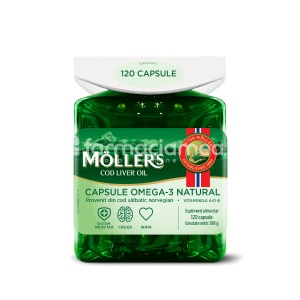 Omega 3, ulei de peste din ficat de cod, 120 capsule, Moller's
