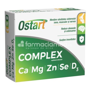 Ostart Complex Calciu, Magneziu, Zinc, Selniu,Vitamina D3, 20 de comprimate, Fiterman Pharma