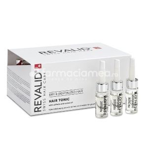 Revalid Hair Tonic, cafeina si pantenol, previne caderea parului si stimuleaza cresterea acestuia, 20 de fiole, Ewopharma
