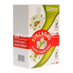 Silithor, L-metionina, L-cisteina, silimarina, protejeaza si regenereaza, ficatul, antioxidant, sustine eliminarea bilei, imbunatateste digestia, 60 de capsule 1+1gratis, Antibiotice
